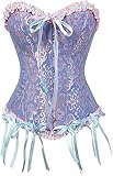 wiantoniollis Women's Lacing Corset Top Satin Floral Boned Overbust Body Shaper Bustier Purple Small