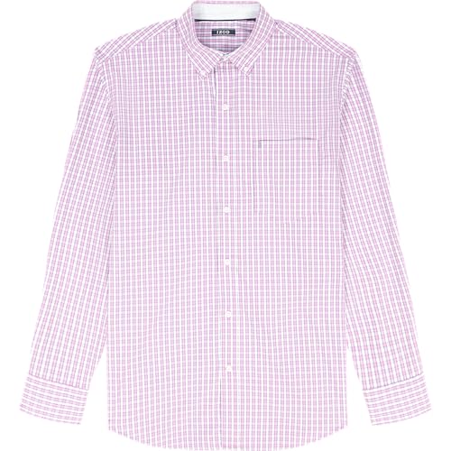 Izod Men's Performance Comfort Long Sleeve Plaid Button Down, Pink Lemonade Multi Check, Large by IZOD - Used condition - Image 4