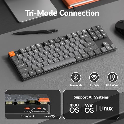 Image of Keychron K1 Max Ultra-Slim Wireless Mechanical Keyboard, 80% TKL Layout Bluetooth /2.4 GHz /Wired Keyboard with Low-Profile Gateron Banana Switch, Hot-Swappable, RGB Backlit QMK for Mac Windows Linux