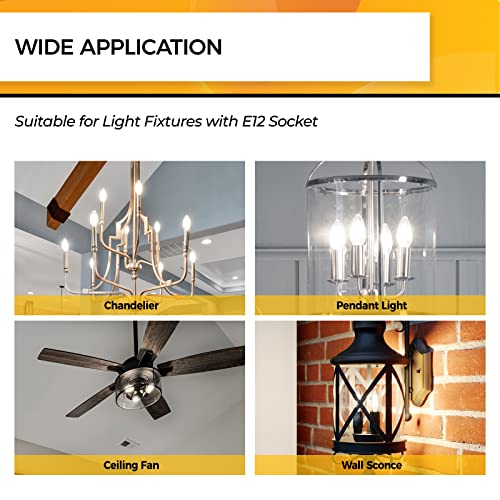 Hizashi E12 Led Bulb Dimmable 40W Equivalent, Candelabra Light Bulbs 90+Cri 4W Daylight 5000K 450Lm B10 Led Candle Bulb With Candelabra Base, Ul Listed, 6 Pack #TOP6