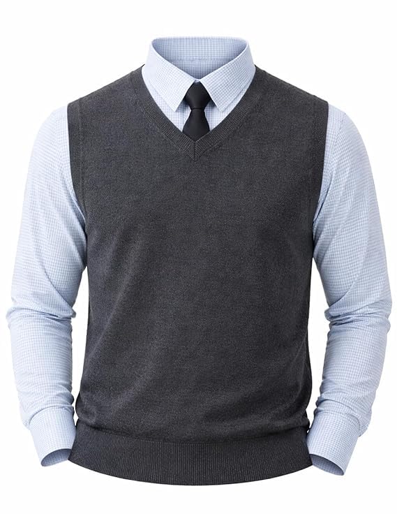 Mens Woolen V-Neck Sleeveless Sweater for Winter Wear-image-18