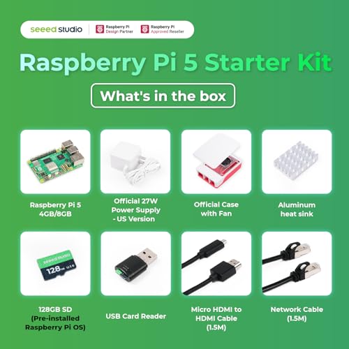Image of Seeed Studio Raspberry Pi 5 Starter Kit - 8GB RAM,128GB Micro SD Card pre-Loaded with 64-bit Raspberry Pi OS