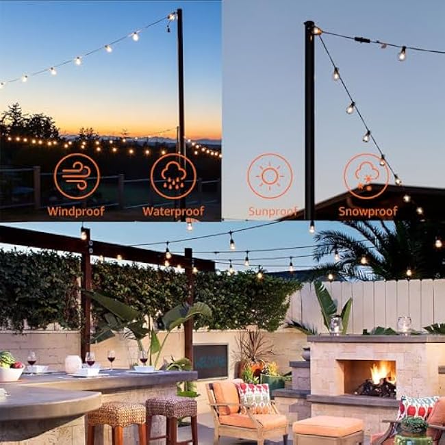 String Light Hanging Kit with 400FT Vinyl Coated 304 Stainless Steel Wire Rope, Globe String Light Suspension Kit, Outdoor Light Guide Wire Kit Included Turnbuckles, Enough Accessories, Use Manual