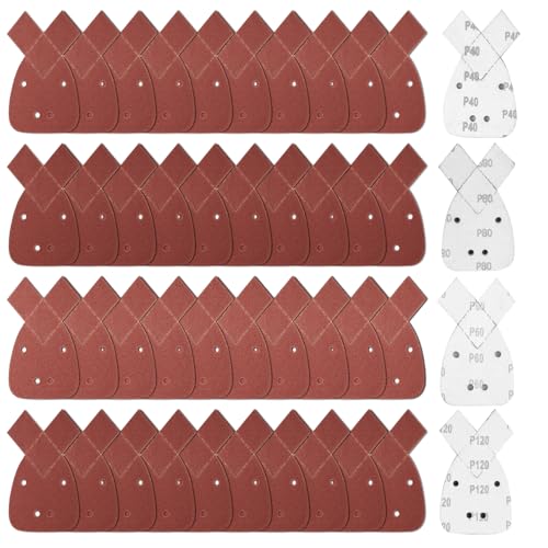 40 Piezas Hojas de Lija Mouse, Papel de Lija Triangular para Black and Decker, 40/60/80/120 Grano Lijas para Lijadora, Lijadora Triangular para Black and Decker Detail Palm Sander