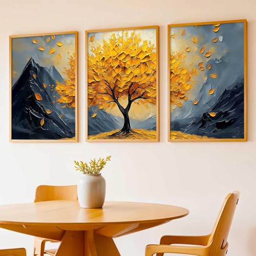 Image of kotart Mountain View Framed Painting | Big Aesthetic Nature Inspired Framed Paintings for Living Room Bedroom Wall Decor Set Of 3 (13X17 inch)
