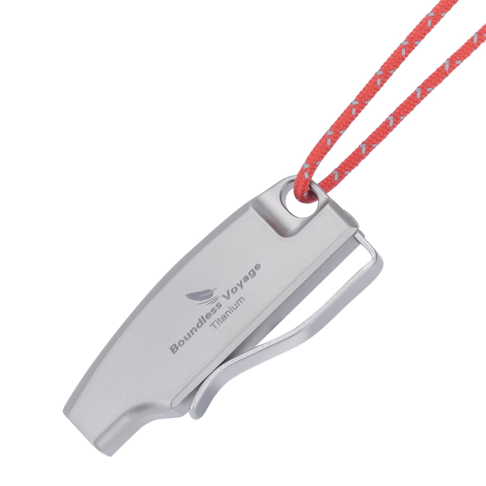 iBasingo 120dB Titanium Survival Whistle Compact Emergency Safety Whistle Ultra-Light & Anti-Corrosion Rust-Proof Whistles for Outdoor, Hiking, Camping & Rescue (Ti9028O-“Dolphin”with Clip)