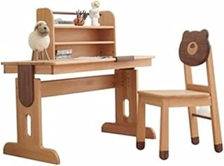 ZBBN Mesa de Estudio para niños Escritorio para niños de Haya de Madera Maciza, Mesa y Silla de Estudio Simple e Infantil,...