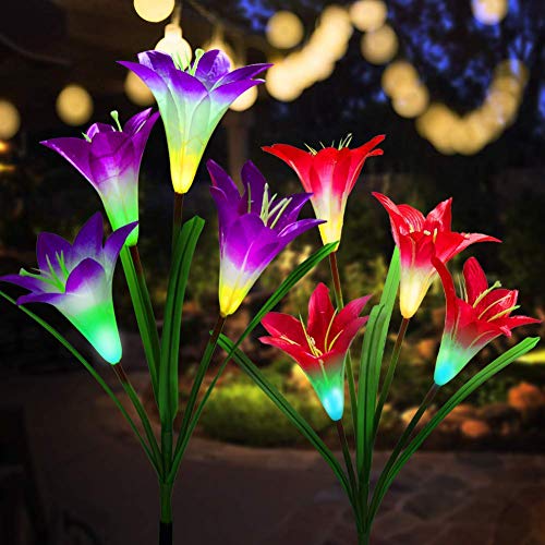 Liuqingwind 7O52WMG5UXRIWL4WMOWXJH8 Outdoor Solar Garden Stake Lights White/Multi-Color Changing Artificial Lily Solar Power Led Lamp Landscape Light thumb #2