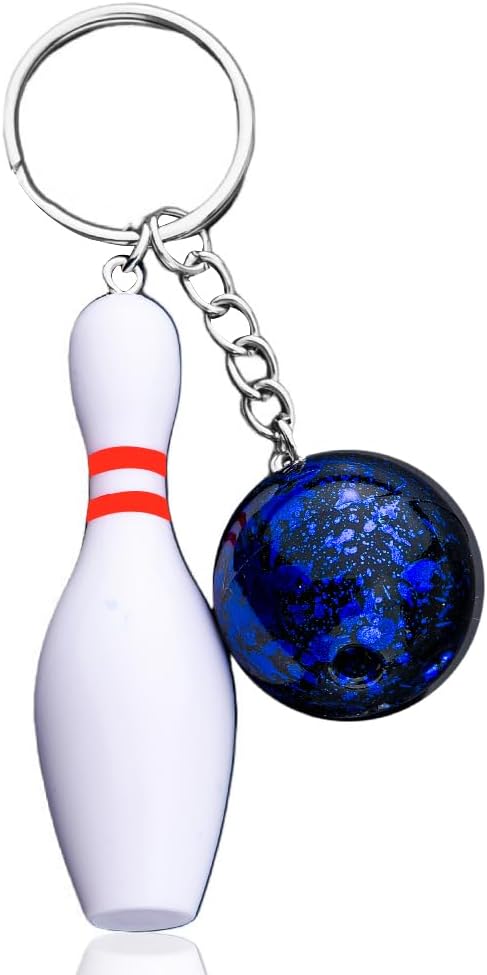 Bowling Ball Keychain Gifts for Women Men Birthday Christmas Gifts for Bowling Coach Players Novelty Keychain for Adults Mini Bowling Gifts for Bowling Lovers Daughter Son Bowling Team Gifts