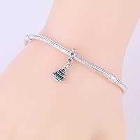 Vista 5 de Medias de Navidad, muñeco de nieve, dijes de Papá Noel, plata de ley 925, dijes de cristal de Navidad para pulsera