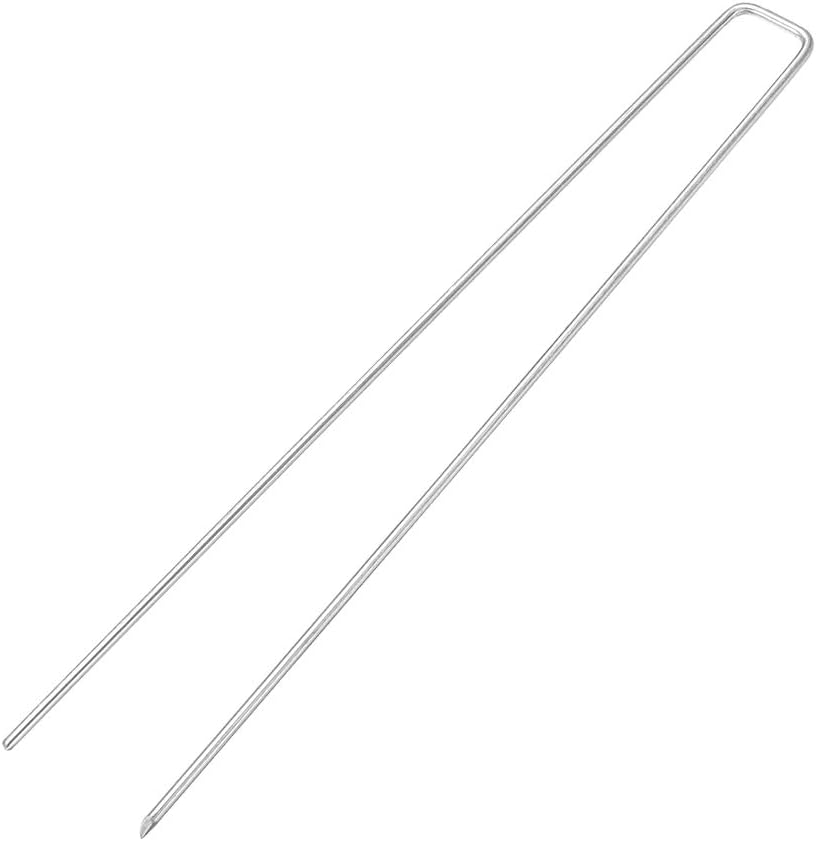 uxcell UShaped Garden Stakes, Galvanized Landscape Staples U Pins Anchor Fence Pegs