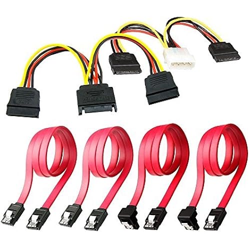 Hard Drive Connector Pack: 4in1 SATA Data & Power Splitter Cables (6-pack)
