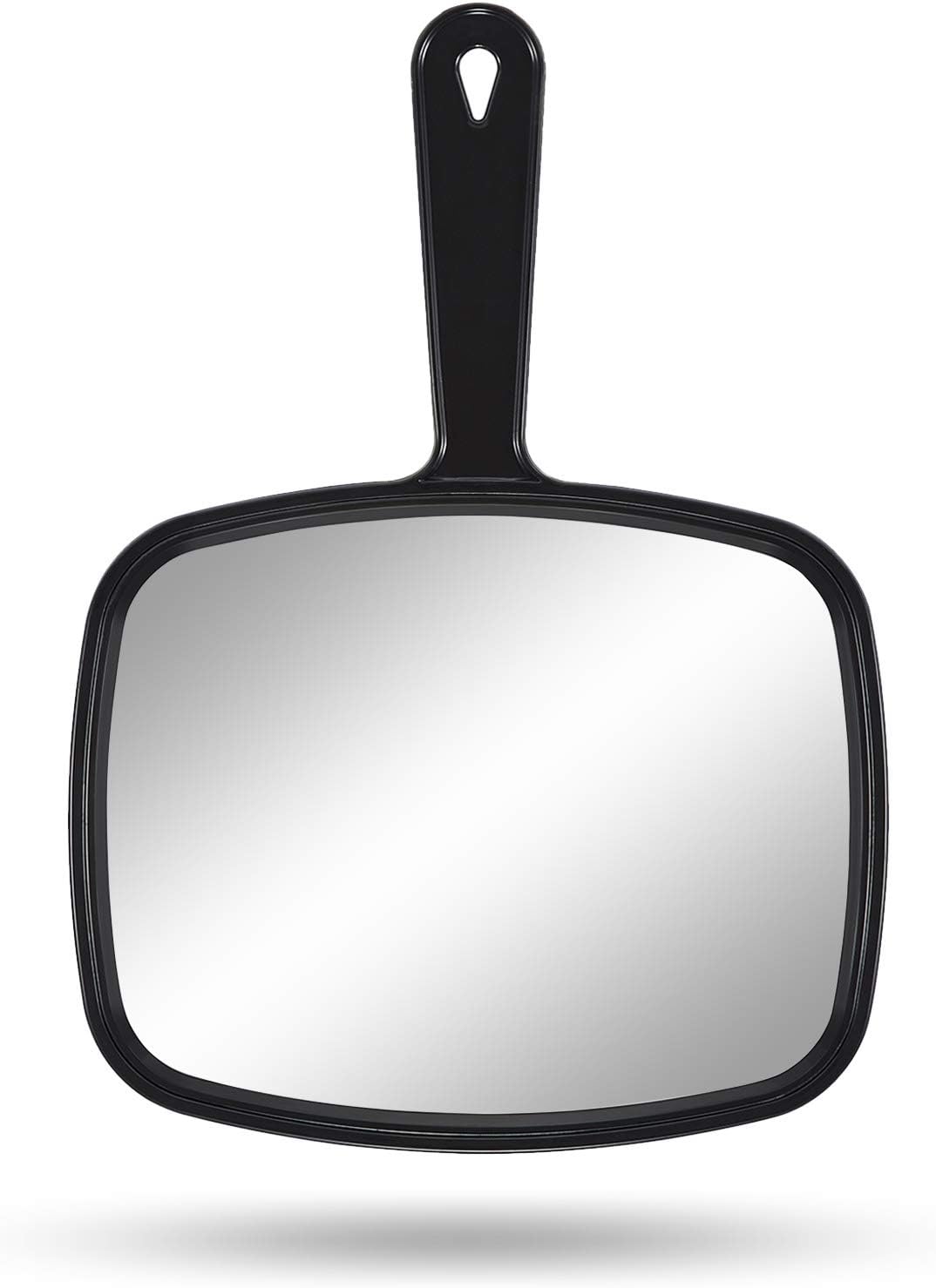Hand Mirror, Handheld Makeup Mirror with Handle for Barber Hairdressing(Square Black 10.3"x7.4")