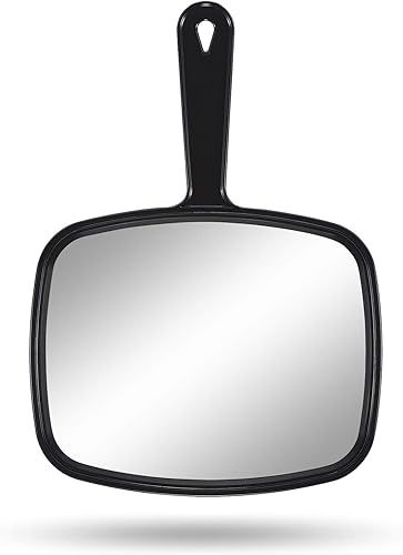 Gladmart Hand Mirror Salon Barber Hairdressing Handheld Mirror with HandleSquare Black