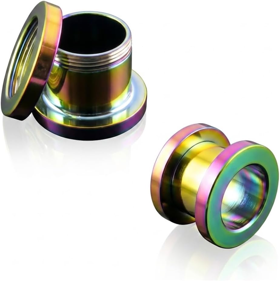 Rainbow Anodized 316L Surgical Steel Flesh Tunnel Ear Gauge Body Piercing Jewelry