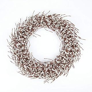 22" Artificial White Berry Wreath, Full Pip Garland Autumn Winter Ornaments for Front