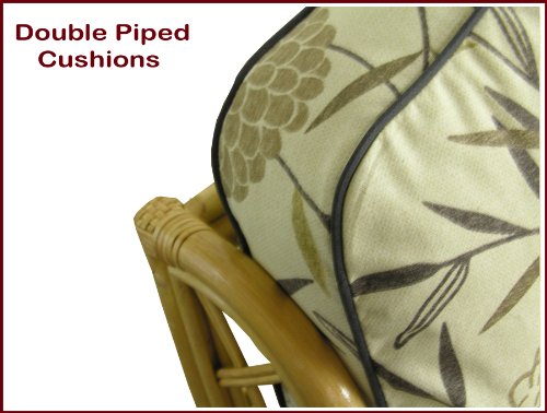 High Hump Back NEW CANE SOFA CUSHIONS Conservatory Wicker Rattan Furniture by GILDA® (Bamboo Natural with Grey Piping) - Image 5