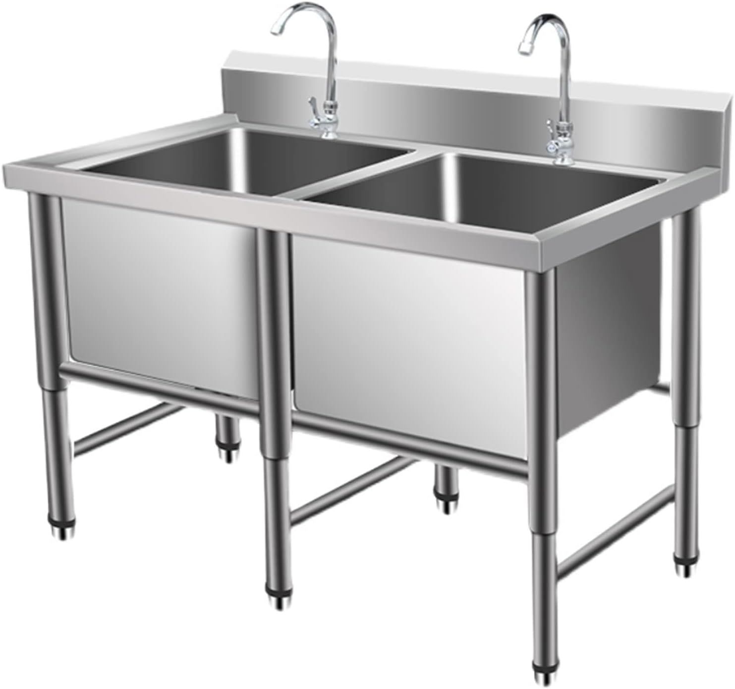 Freestanding Stainless Steel Sink, Stainless Steel Sink Washing, Commercial/Industrial Sink, Prep & Utility Washing Hand Basin for Laundry,120X60X80cm/47.2