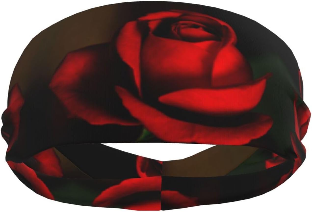 Rose Flower Headbands Womens Headbands Rose Sweatbands Flower Wide Head Bands for Hiking Running Cycling