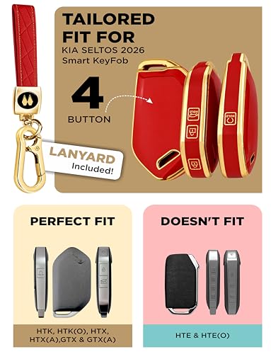 Image of Metalyx Key Fob Cover for Kia Seltos 2026 Facelift (HTK, HTK(O), HTX, HTX(A), GTX, GTX(A)) | Soft TPU | Anti-Scratch | Strong Signal | Stylish Case with Lanyard