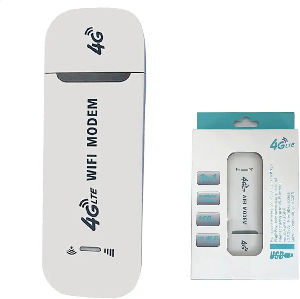 Athenix Roteador WiFi Portátil 4G LTE USB, Roteador de Rede Sem Fio, Ponto de Acesso Móvel USB de Bolso Com Slot para Cartão SIM, Adaptador de Rede USB, até 10 Dispositivos WiFi