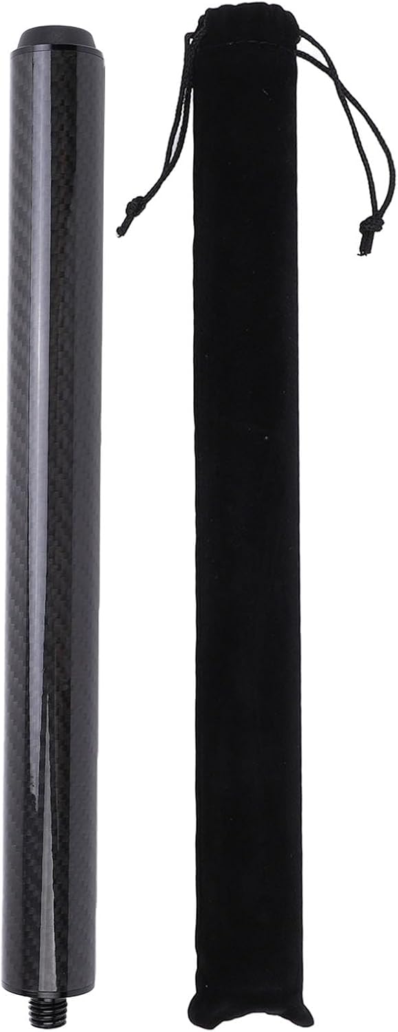 12 Inch Carbon Fiber Pool Cue Extender | Weighted Billiard Accessory for Control & Stability | Quick - Connect Extension with Rear Plug