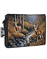Outdoor TV Cover - Deer Standing by a Stream Deep in The Forest Waterproof and Weatherproof 80"-85" LCD Movable Shield TV Display Screen Protector Outside Television Covers