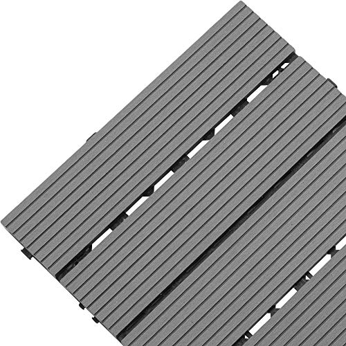 Samincom Deck Tiles Interlocking Wood-Plastic Composites Patio Pavers, Water Resistant Flooring Tiles Indoor Outdoor, 12"× 12", Pack of 22 (22 sq.ft), Dark Grey - Thumbnail 3