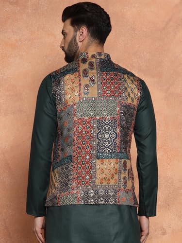 Image of KISAH Men's Jacket - Printed Cotton Blend - Indian Wedding Outfit for Men - Ideal for Weddings and Festivals