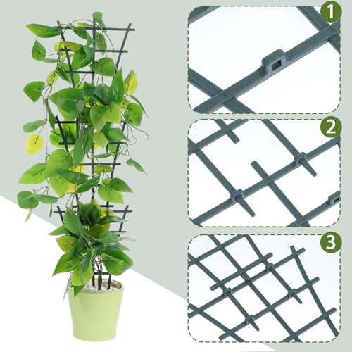 Plant Supports for Potted Plants Indoor, 4 Pack 10in Mini Indoor Plant Trellis Green Coated Flower Pot Trellis for Vine Ivy Flower, Climbing Plants Indoors for Indoors Outdoor Houseplants