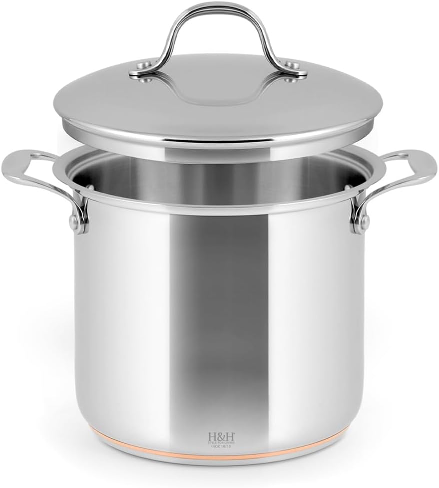 H&H Stainless Steel Copper Saucepan 2 Handle 18cm with Lid