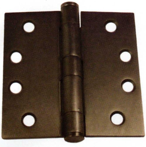Emtek 92014 4" x 4" Square Corner Plain Bearing Mortise Hinge - Pair, Polished Brass