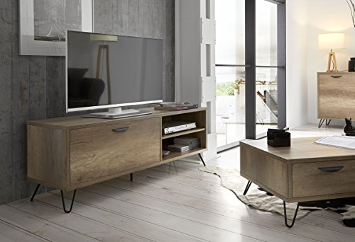 Dugarhome - Muebles de TV Estilo Industrial - Mueble Kansas Madera/Hierro 2 Puertas (150x40x55)