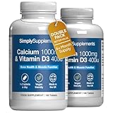 Calcium 1000mg & Vitamin D3 400iu | Supports Bone & Teeth Health | Contributes to Normal Muscle Function | Vegan & Vegetarian Friendly | 360 Tablets = 6 Months’ Supply | GMP-Certified & UK-Made