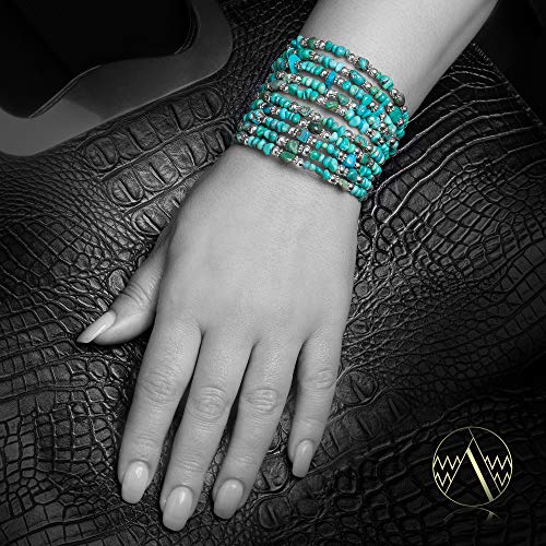 $80Tag Certified Navajo Native Natural Turquoise Adjustable Wrap Bracelet 12732-14 Made By Loma Siiva2
