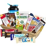 GuiltFree Luxury High Protein Fitness Gift Hamper - 18 Premium Snack Selection with Protein Bars, Flapjacks, Cookies, Brownies, Shaker Bottle and More | Perfect for Health Enthusiasts