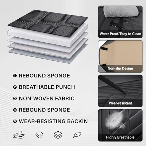 Image of Car Seat Cover Fit 98% of MINI 2000-2025,Premium Nappa Leather Breathable Waterproof Sports Seat Cover,Easy to Install Automotive Seat Covers Full Set(Gray & Black)