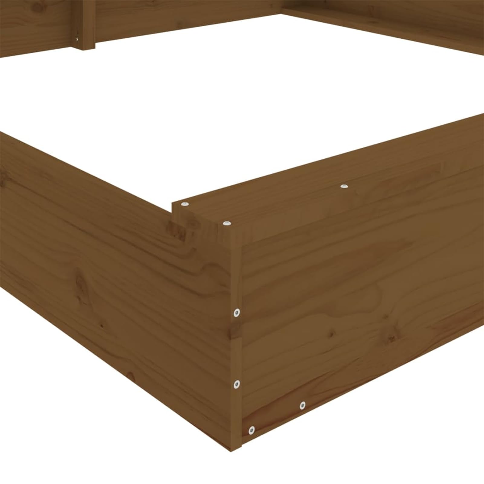 Homgoday Holz Sandkasten für Kinder 2-8 Jahre, 2 Sitze, Honigbraun, 160x160x20 cm, für draußen, Montage erforderlich Model825040
