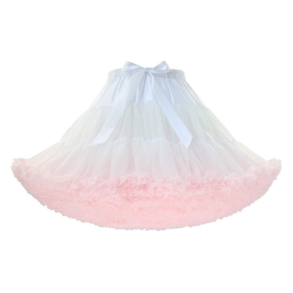 SSDH Lolita Cosplay Petticoat A-Line Puffy Tutu Skirt Layered Tulle Ballet Dance Pettiskirts Big Bowknot Underskirt (UK, Alpha, One Size, Regular, Regular, Pink)