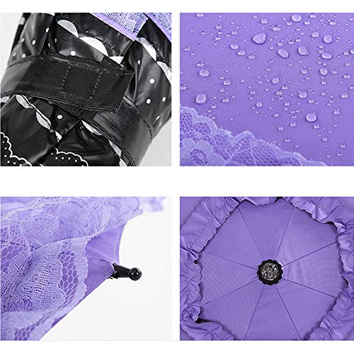 WANLIAN Lace Windproof Folding Sunny and Rainy Umbrella Ultraviolet-Proof Anti Sun UV Protection Parasol Umbrella (purple) - Thumbnail 7
