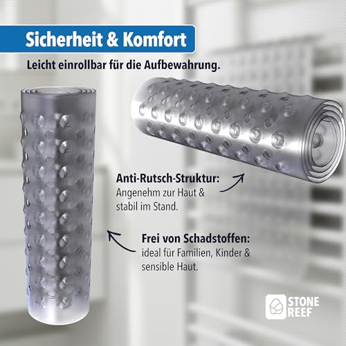 Badewannenmatte rutschfest 101x40 cm – Antirutschmatte für Badewanne & Dusche – BPA-frei, schimmelresistent & maschinenwaschbar – rutschfeste PVC Badematte mit Saugnäpfen, transparent