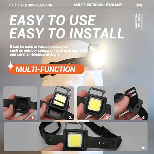 Ciwic Durable Elastic Headband And Wristband Replacement Elastic Strap For Cob Keychain Flashlight, 2 Wearing Way 1”Width Comfortable Band For Head And Wrist Camping, Emergency, Fishing #TOP1