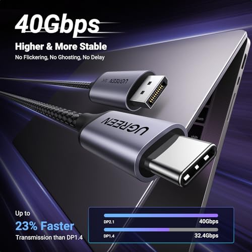 UGREEN 16K@30Hz Unidirectional USB C to DisplayPort 2.1 Cable 1M 8K 120Hz 4K 240Hz HDR Type C Thunderbolt 4/3 Compatible with MacBook Dell XPS Odyssey iPad Pro Air Surface iPhone 16/15 Series Galaxy - Image 3