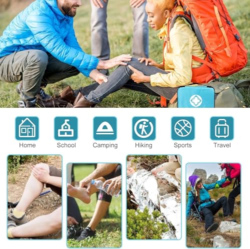 Image of Home Car First Aid Kit Refill Supplies for Business 300Pcs Emergency Kits Urgent Essential for Workpalce Outing Skating Waterproof First Aid Blue Bag for Backpacking 1st Aid