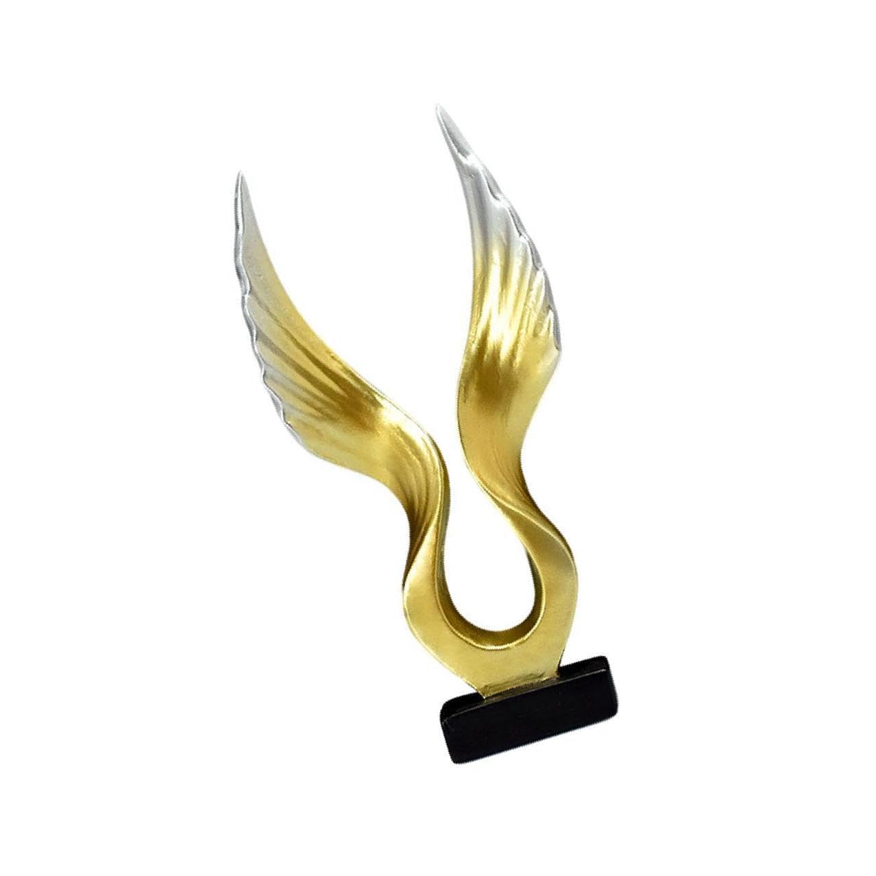 ALCXAZS Exquisite Angel Statue Resin Sculpture Figurine for Home Display Gifts Figurines, Gold Silver Wing