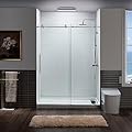 WOODBRIDGE Frameless Sliding Shower Doors with Soft Close System, 56-60" Width x 76" Height with 3/8"(10mm) Clear Tempered Glass in Brushed Nickel Finish, BSDC6076-B
