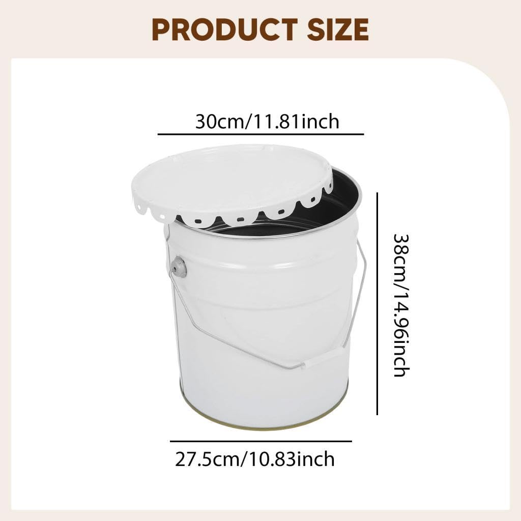 Lata de Pintura Vacía con Tapa Y Asa Cubeta Metálica para Disolventes Adhesivos Barnices Y Revestimientos Portátil Y Resistente Adecuada para Mejoras, 20l