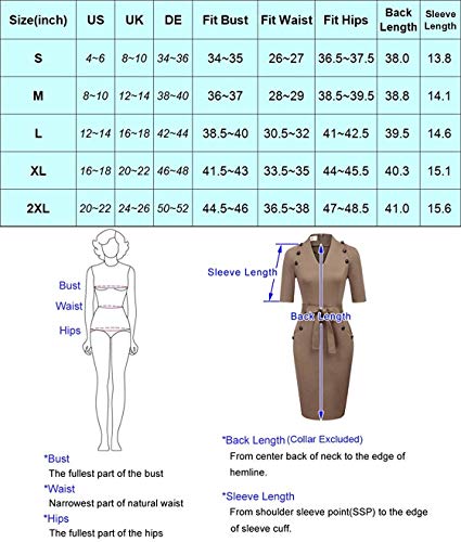 Grace Karin Women Vintage Short Sleeve Slim Fit Belted Business Pencil Dress Ivory Medium #TOP2