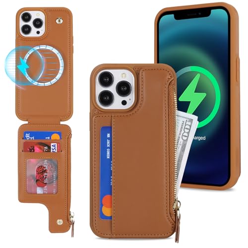 Étui magnétique pour iPhone 12 Pro Max Cavor avec porte-cartes et fermeture éclair
