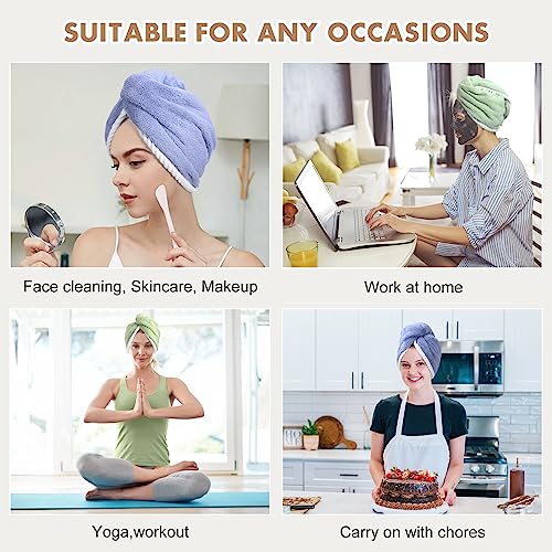 Microfiber Hair Towel Wrap For Women 2 Pack Reversible Hair Turbans For Wet Hair Wrap Towels Quick Dry Hair Drying Towel Wrap For Curly Long Thick Hair Anti Frizz Double Layer (Blue Grey) #TOP5